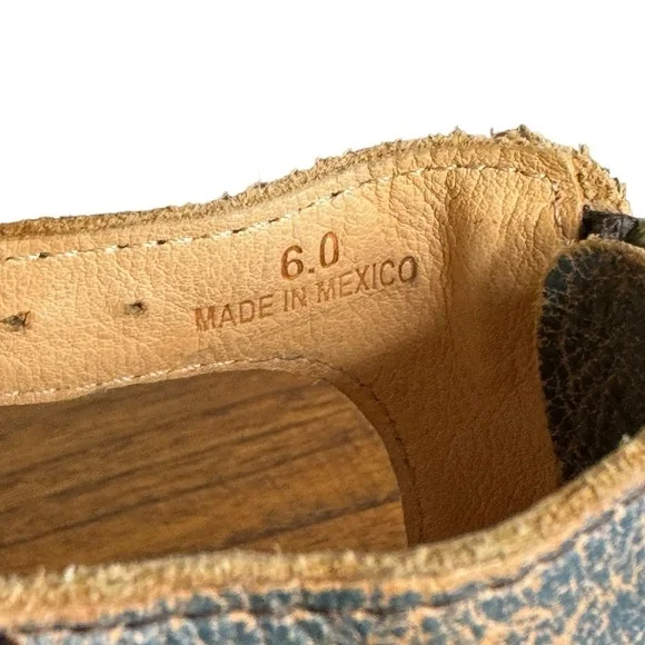 Bed Stu blue Olena zip front peep toe block heels SZ. 6 - Picture 15 of 15